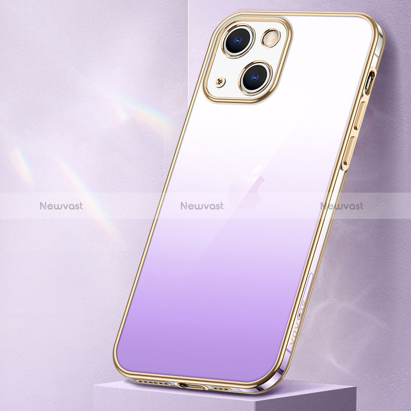 Ultra-thin Transparent Gel Gradient Soft Case Cover S01 for Apple iPhone 14 Purple