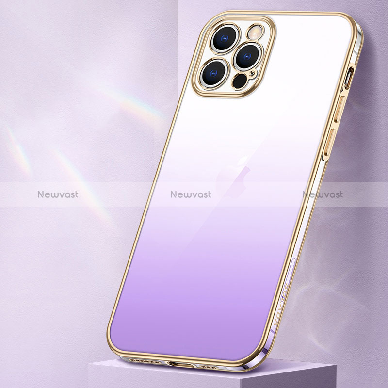 Ultra-thin Transparent Gel Gradient Soft Case Cover S01 for Apple iPhone 15 Pro Purple