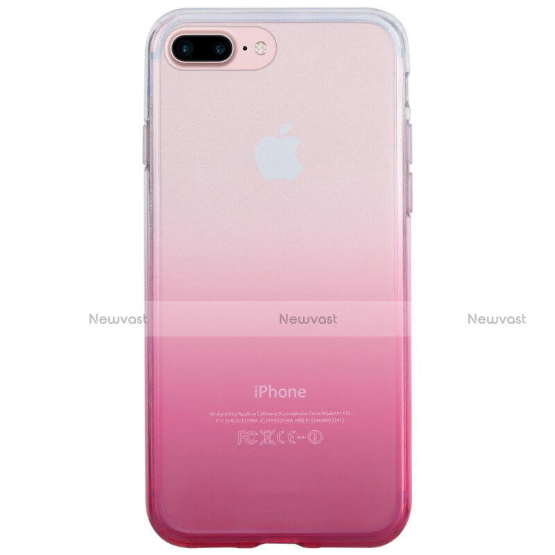 Ultra-thin Transparent Gel Gradient Soft Case for Apple iPhone 7 Plus Pink