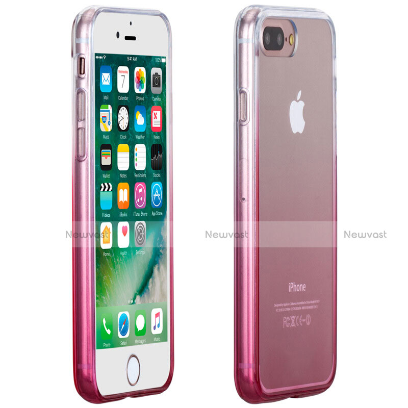 Ultra-thin Transparent Gel Gradient Soft Case for Apple iPhone 8 Plus Pink