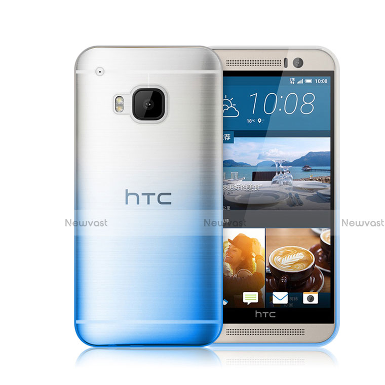 Ultra-thin Transparent Gel Gradient Soft Case for HTC One M9 Blue