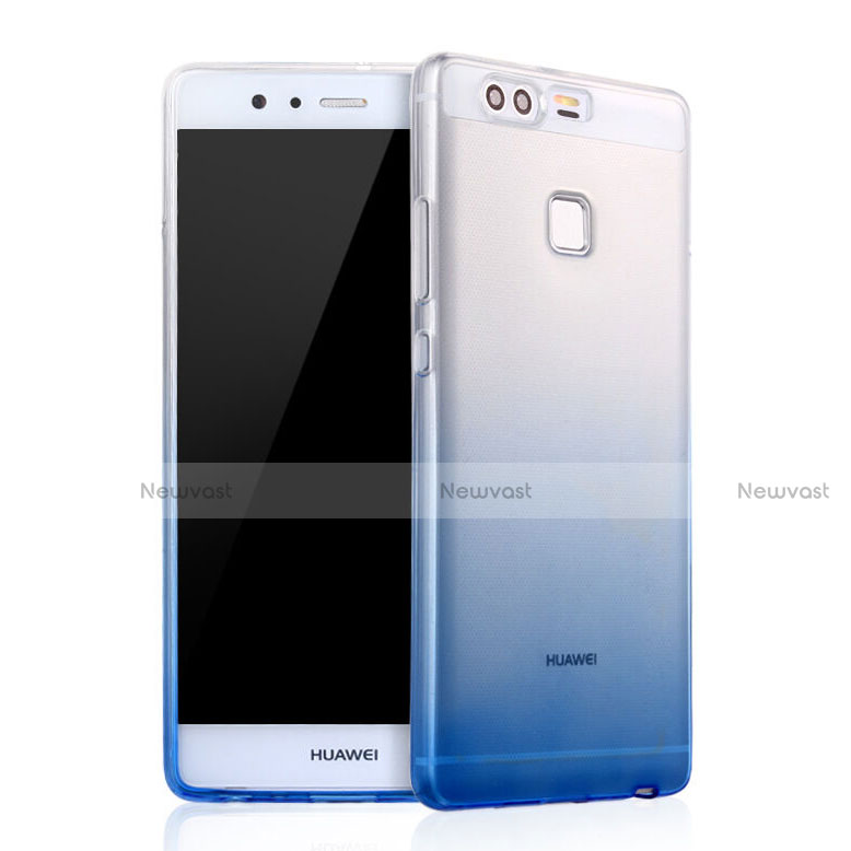 Ultra-thin Transparent Gel Gradient Soft Case for Huawei P9 Plus Blue