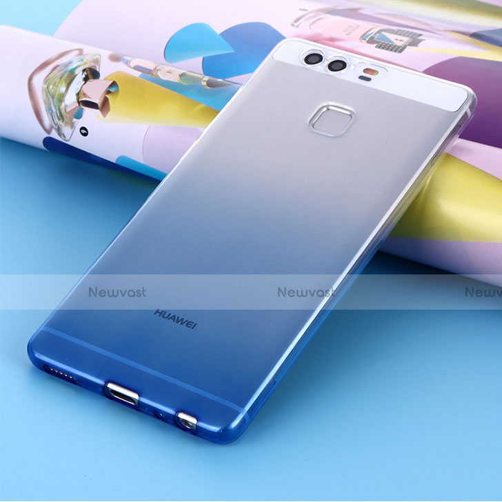 Ultra-thin Transparent Gel Gradient Soft Case for Huawei P9 Plus Blue