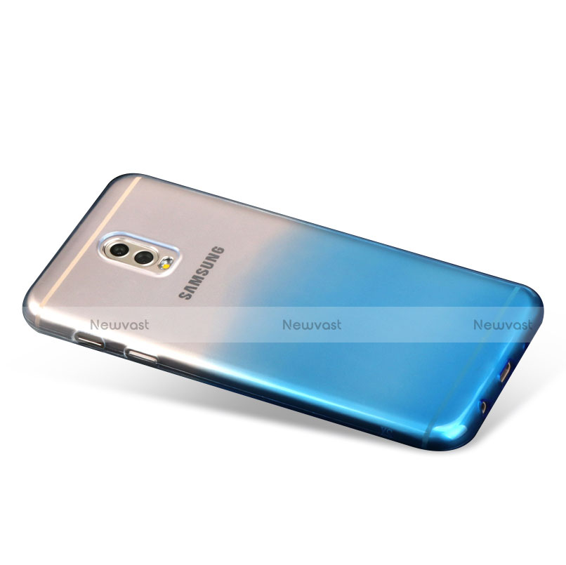 Ultra-thin Transparent Gel Gradient Soft Case for Samsung Galaxy C8 C710F Blue