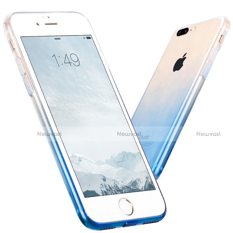 Ultra-thin Transparent Gel Gradient Soft Case G01 for Apple iPhone 8 Plus Blue