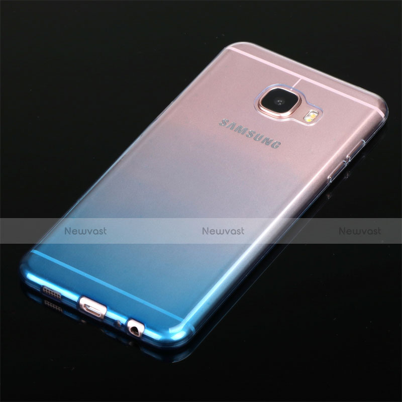 Ultra-thin Transparent Gel Gradient Soft Case G01 for Samsung Galaxy C7 SM-C7000 Blue