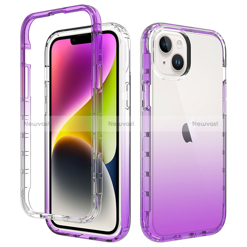 Ultra-thin Transparent Gel Gradient Soft Matte Finish Front and Back Case 360 Degrees Cover for Apple iPhone 15