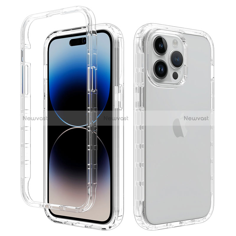 Ultra-thin Transparent Gel Gradient Soft Matte Finish Front and Back Case 360 Degrees Cover for Apple iPhone 15 Pro Clear