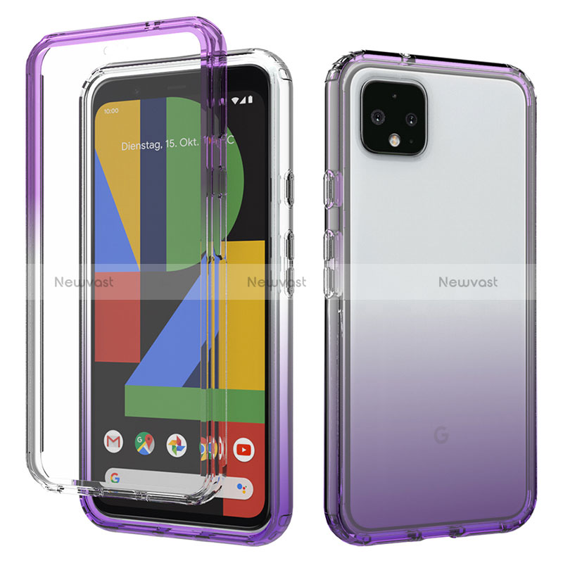 Ultra-thin Transparent Gel Gradient Soft Matte Finish Front and Back Case 360 Degrees Cover for Google Pixel 4 XL Purple