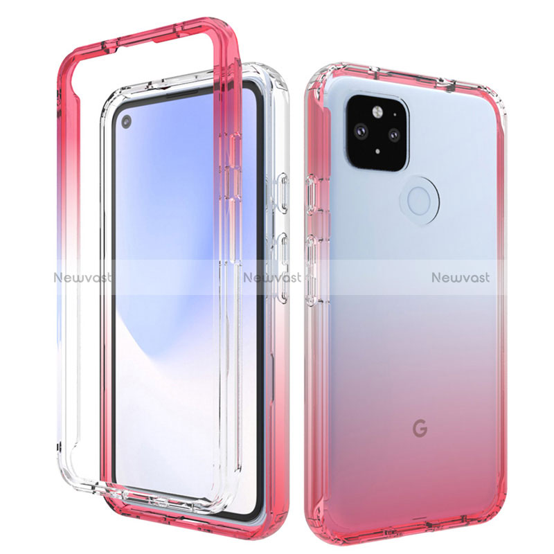 Ultra-thin Transparent Gel Gradient Soft Matte Finish Front and Back Case 360 Degrees Cover for Google Pixel 4a 5G