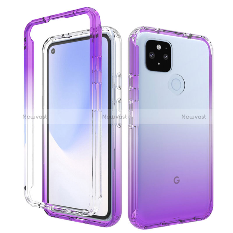 Ultra-thin Transparent Gel Gradient Soft Matte Finish Front and Back Case 360 Degrees Cover for Google Pixel 5 XL 5G