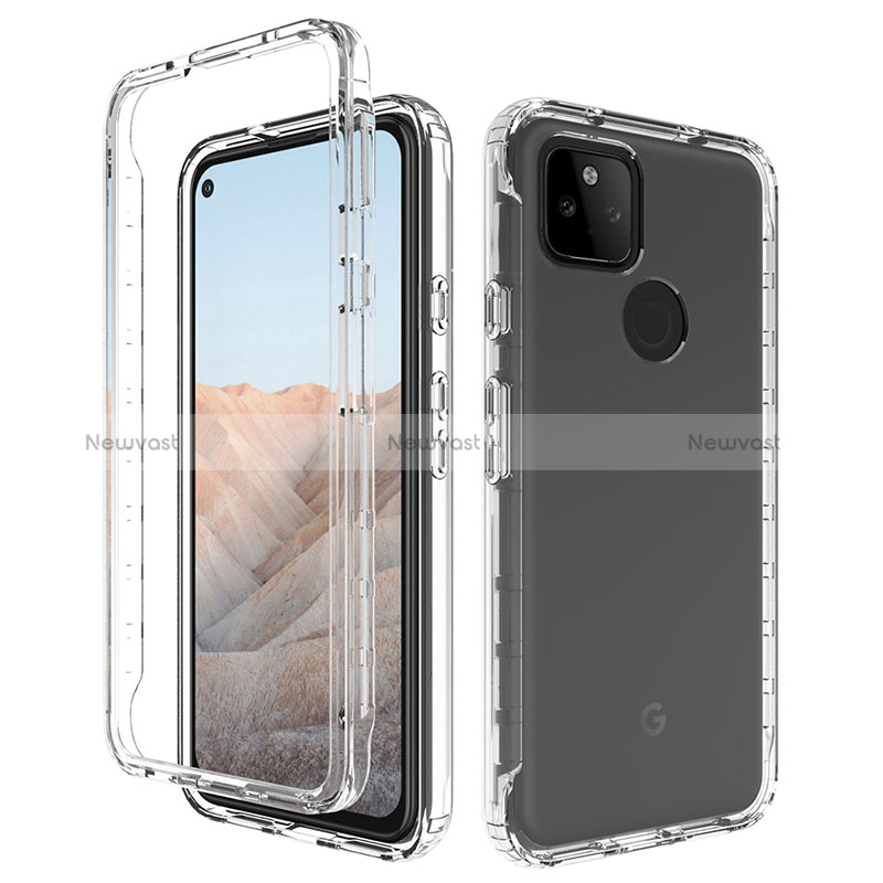 Ultra-thin Transparent Gel Gradient Soft Matte Finish Front and Back Case 360 Degrees Cover for Google Pixel 5a 5G Clear