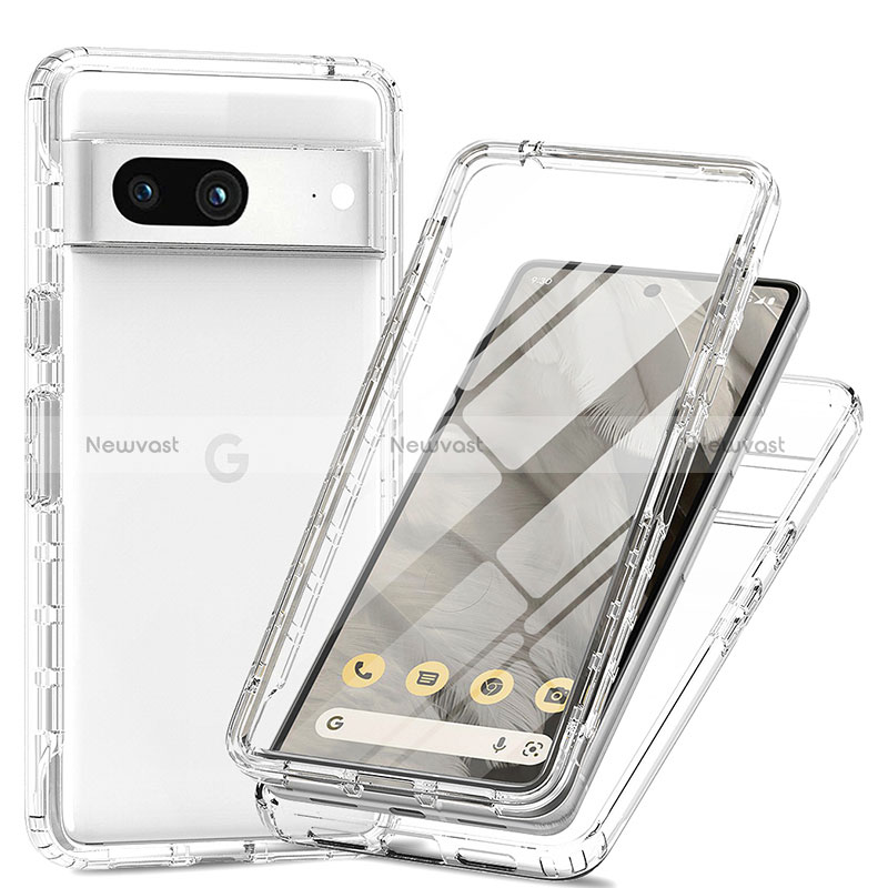 Ultra-thin Transparent Gel Gradient Soft Matte Finish Front and Back Case 360 Degrees Cover for Google Pixel 7a 5G Clear