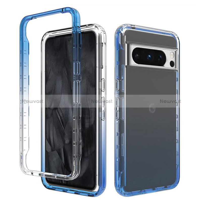 Ultra-thin Transparent Gel Gradient Soft Matte Finish Front and Back Case 360 Degrees Cover for Google Pixel 8 Pro 5G Blue