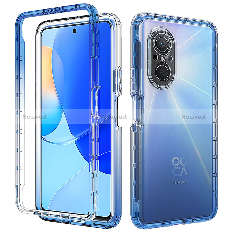 Ultra-thin Transparent Gel Gradient Soft Matte Finish Front and Back Case 360 Degrees Cover for Huawei Honor 50 SE 5G Blue