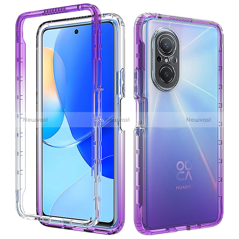 Ultra-thin Transparent Gel Gradient Soft Matte Finish Front and Back Case 360 Degrees Cover for Huawei Honor 50 SE 5G Purple