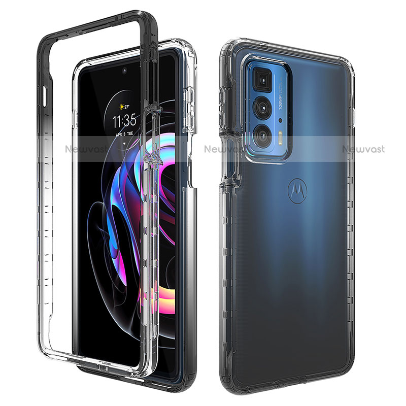 Ultra-thin Transparent Gel Gradient Soft Matte Finish Front and Back Case 360 Degrees Cover for Motorola Moto Edge 20 Pro 5G Black