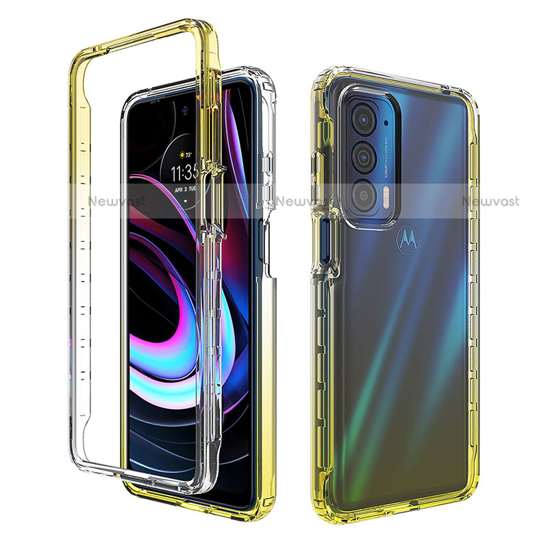 Ultra-thin Transparent Gel Gradient Soft Matte Finish Front and Back Case 360 Degrees Cover for Motorola Moto Edge (2021) 5G Yellow