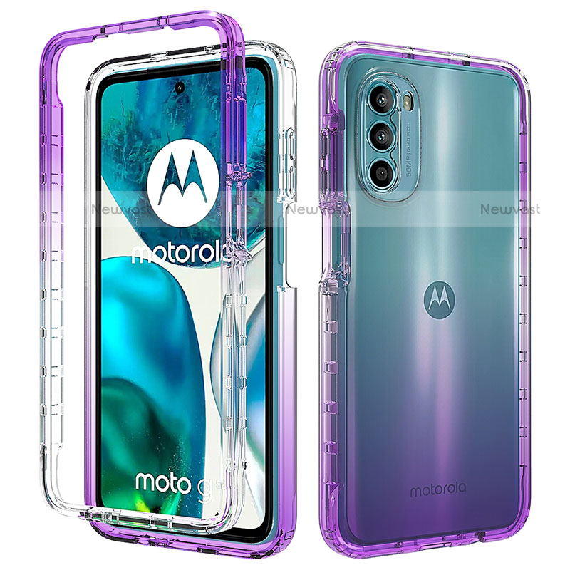 Ultra-thin Transparent Gel Gradient Soft Matte Finish Front and Back Case 360 Degrees Cover for Motorola Moto Edge (2022) 5G Purple