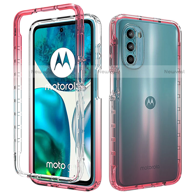 Ultra-thin Transparent Gel Gradient Soft Matte Finish Front and Back Case 360 Degrees Cover for Motorola Moto Edge (2022) 5G Red