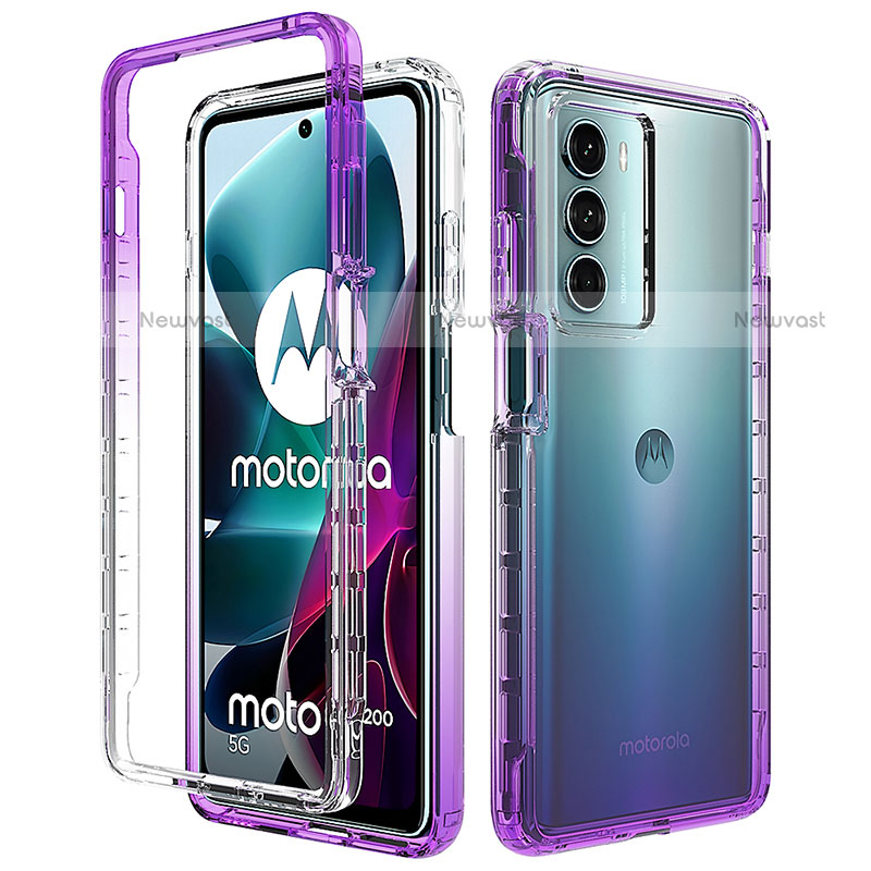 Ultra-thin Transparent Gel Gradient Soft Matte Finish Front and Back Case 360 Degrees Cover for Motorola Moto Edge S30 5G Purple