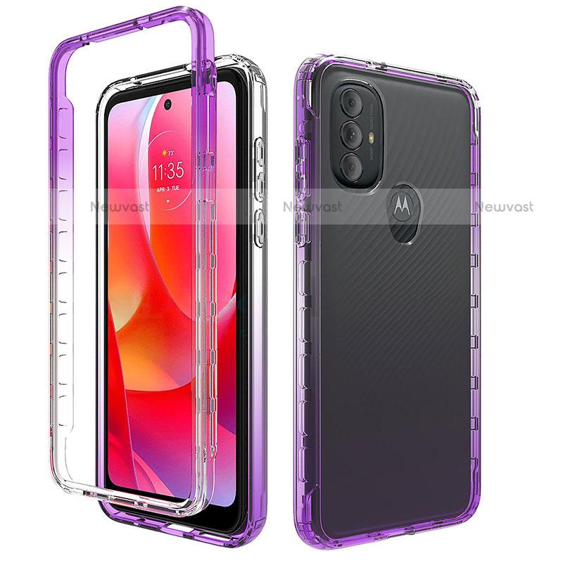 Ultra-thin Transparent Gel Gradient Soft Matte Finish Front and Back Case 360 Degrees Cover for Motorola Moto G Play (2023) Purple