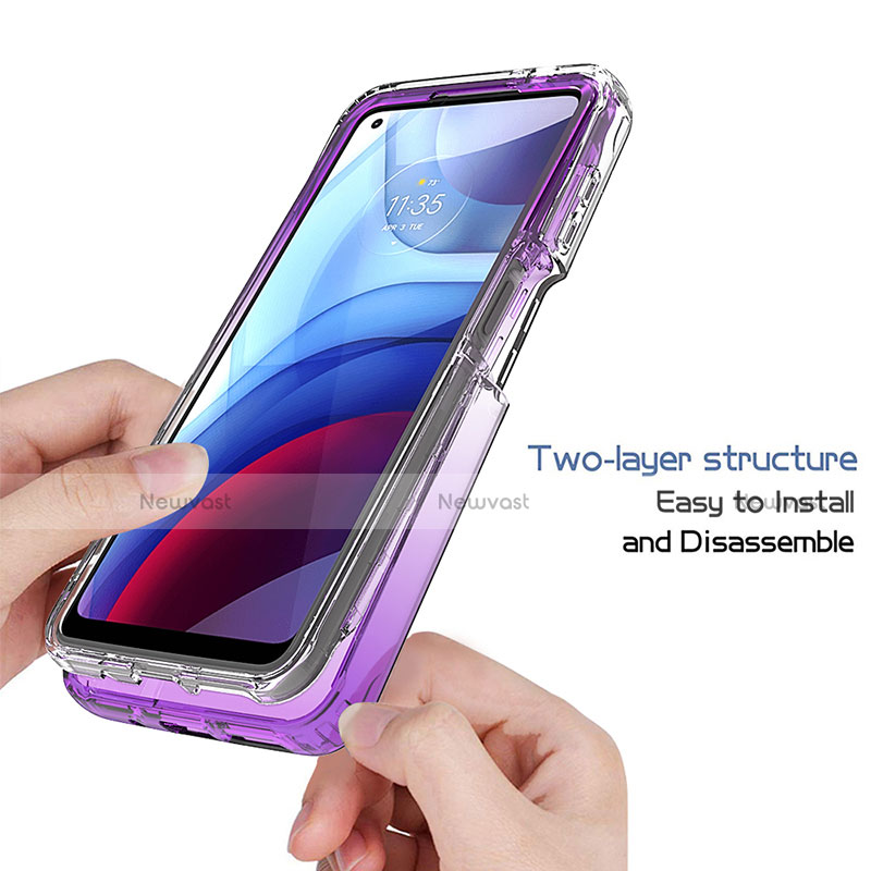 Ultra-thin Transparent Gel Gradient Soft Matte Finish Front and Back Case 360 Degrees Cover for Motorola Moto G Power (2021)