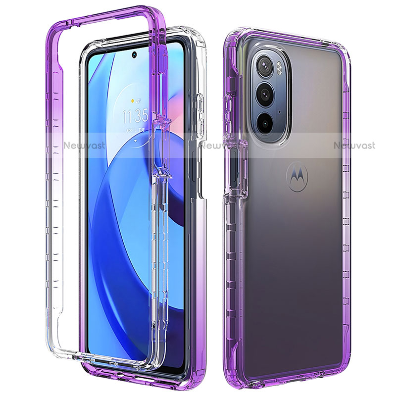 Ultra-thin Transparent Gel Gradient Soft Matte Finish Front and Back Case 360 Degrees Cover for Motorola Moto G Stylus (2022) 4G Purple