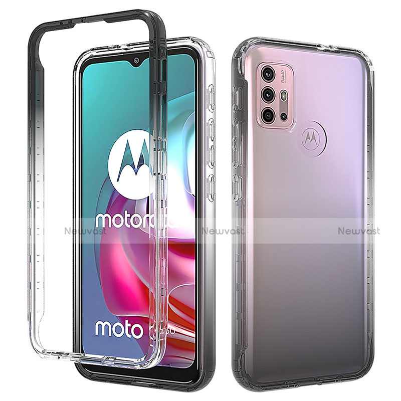 Ultra-thin Transparent Gel Gradient Soft Matte Finish Front and Back Case 360 Degrees Cover for Motorola Moto G20 Black