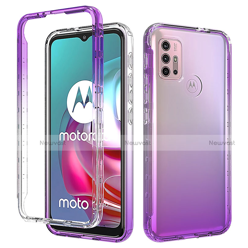 Ultra-thin Transparent Gel Gradient Soft Matte Finish Front and Back Case 360 Degrees Cover for Motorola Moto G30 Purple