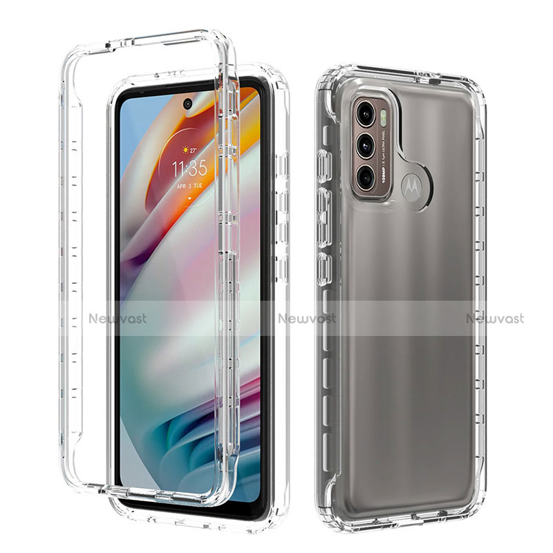 Ultra-thin Transparent Gel Gradient Soft Matte Finish Front and Back Case 360 Degrees Cover for Motorola Moto G60 Clear