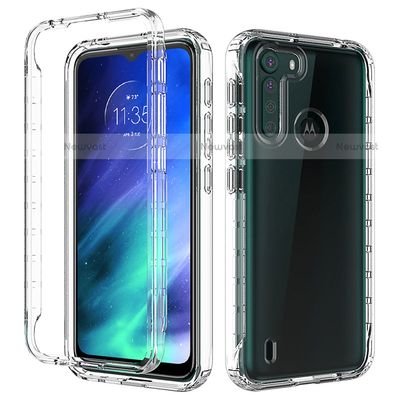 Ultra-thin Transparent Gel Gradient Soft Matte Finish Front and Back Case 360 Degrees Cover for Motorola Moto One Fusion