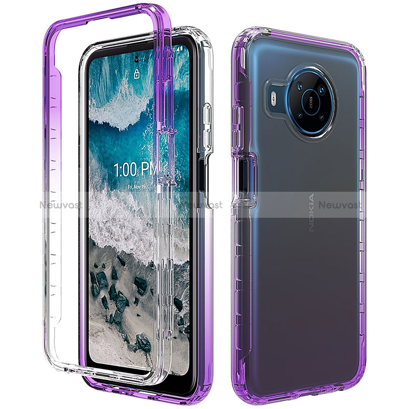 Ultra-thin Transparent Gel Gradient Soft Matte Finish Front and Back Case 360 Degrees Cover for Nokia X100 5G Purple