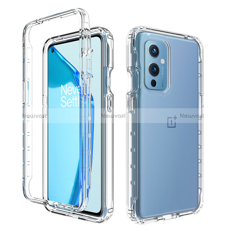 Ultra-thin Transparent Gel Gradient Soft Matte Finish Front and Back Case 360 Degrees Cover for OnePlus 9 5G Clear