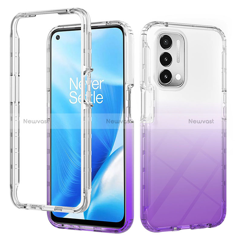 Ultra-thin Transparent Gel Gradient Soft Matte Finish Front and Back Case 360 Degrees Cover for Oppo A74 5G Purple