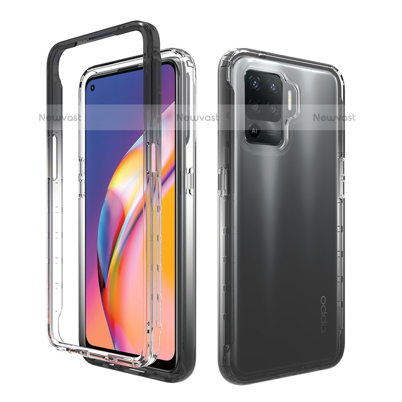 Ultra-thin Transparent Gel Gradient Soft Matte Finish Front and Back Case 360 Degrees Cover for Oppo F19 Pro Black