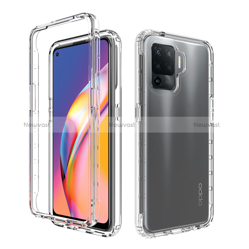 Ultra-thin Transparent Gel Gradient Soft Matte Finish Front and Back Case 360 Degrees Cover for Oppo Reno5 F Clear