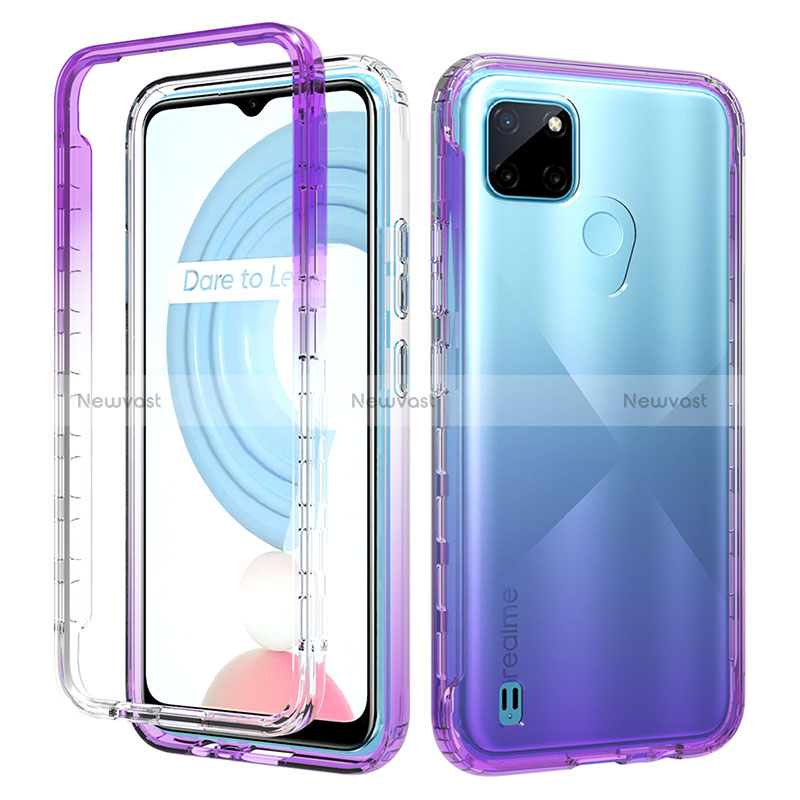 Ultra-thin Transparent Gel Gradient Soft Matte Finish Front and Back Case 360 Degrees Cover for Realme C25Y India Purple