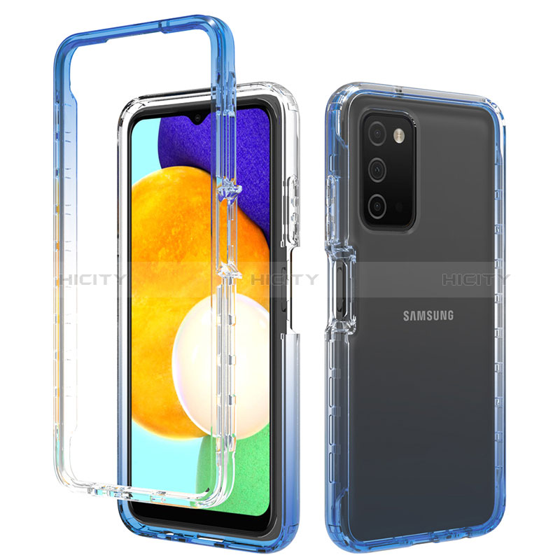 Ultra-thin Transparent Gel Gradient Soft Matte Finish Front and Back Case 360 Degrees Cover for Samsung Galaxy A03s Blue