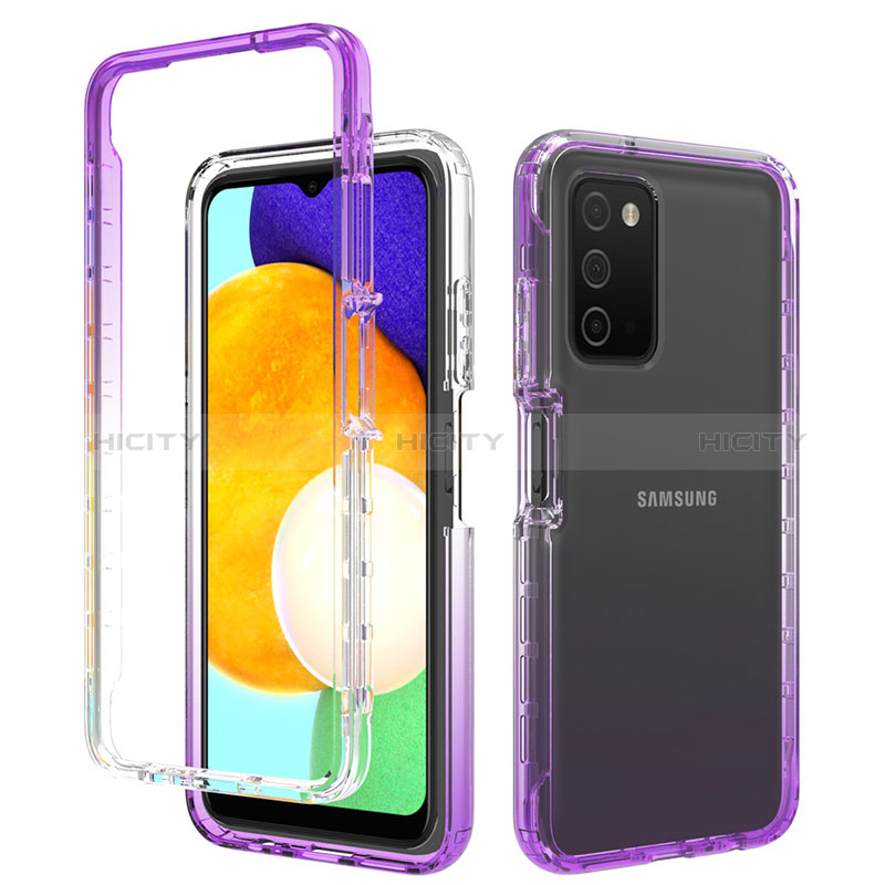 Ultra-thin Transparent Gel Gradient Soft Matte Finish Front and Back Case 360 Degrees Cover for Samsung Galaxy A03s Purple