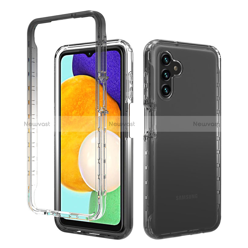 Ultra-thin Transparent Gel Gradient Soft Matte Finish Front and Back Case 360 Degrees Cover for Samsung Galaxy A04s Dark Gray