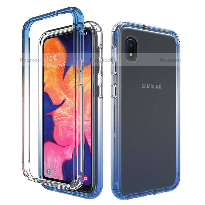 Ultra-thin Transparent Gel Gradient Soft Matte Finish Front and Back Case 360 Degrees Cover for Samsung Galaxy A10e Blue