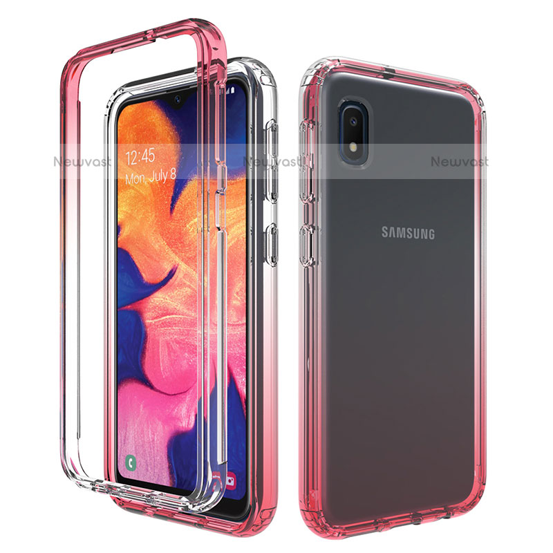 Ultra-thin Transparent Gel Gradient Soft Matte Finish Front and Back Case 360 Degrees Cover for Samsung Galaxy A10e Red