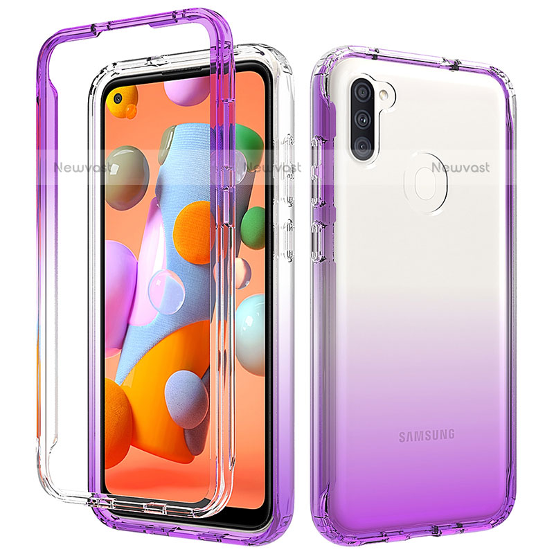 Ultra-thin Transparent Gel Gradient Soft Matte Finish Front and Back Case 360 Degrees Cover for Samsung Galaxy A11 Purple