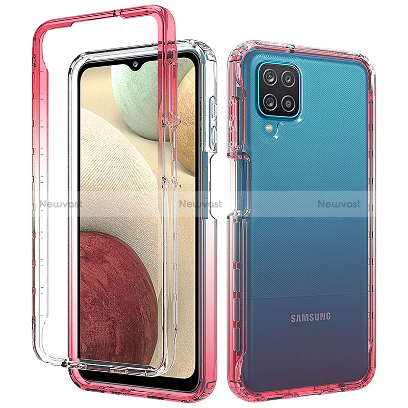 Ultra-thin Transparent Gel Gradient Soft Matte Finish Front and Back Case 360 Degrees Cover for Samsung Galaxy A12 5G Red