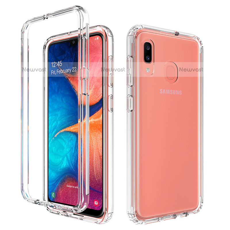 Ultra-thin Transparent Gel Gradient Soft Matte Finish Front and Back Case 360 Degrees Cover for Samsung Galaxy A20 Clear
