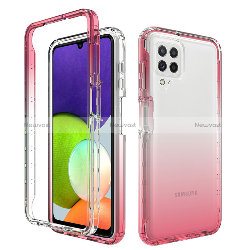 Ultra-thin Transparent Gel Gradient Soft Matte Finish Front and Back Case 360 Degrees Cover for Samsung Galaxy A22 4G Red
