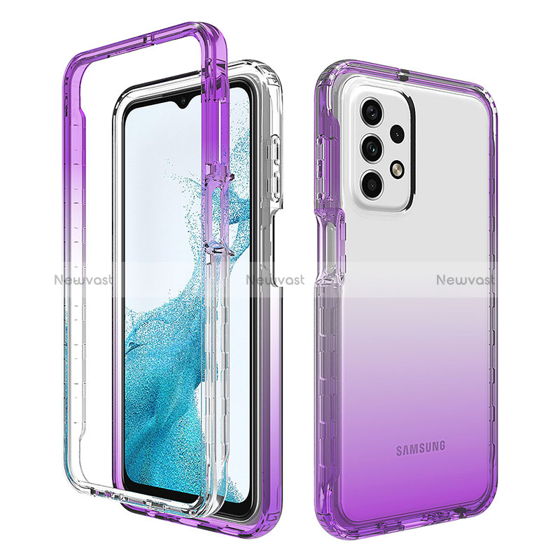 Ultra-thin Transparent Gel Gradient Soft Matte Finish Front and Back Case 360 Degrees Cover for Samsung Galaxy A23 4G Purple