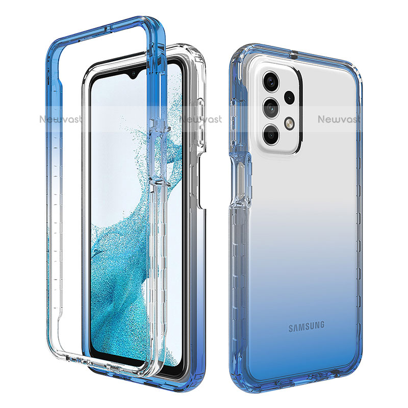 Ultra-thin Transparent Gel Gradient Soft Matte Finish Front and Back Case 360 Degrees Cover for Samsung Galaxy A23 5G Blue