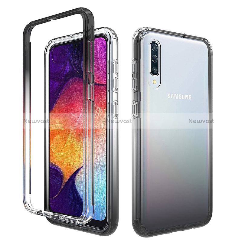 Ultra-thin Transparent Gel Gradient Soft Matte Finish Front and Back Case 360 Degrees Cover for Samsung Galaxy A30S Dark Gray